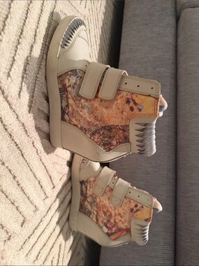 Diesel Beige Floral Wedge Ankle Boots